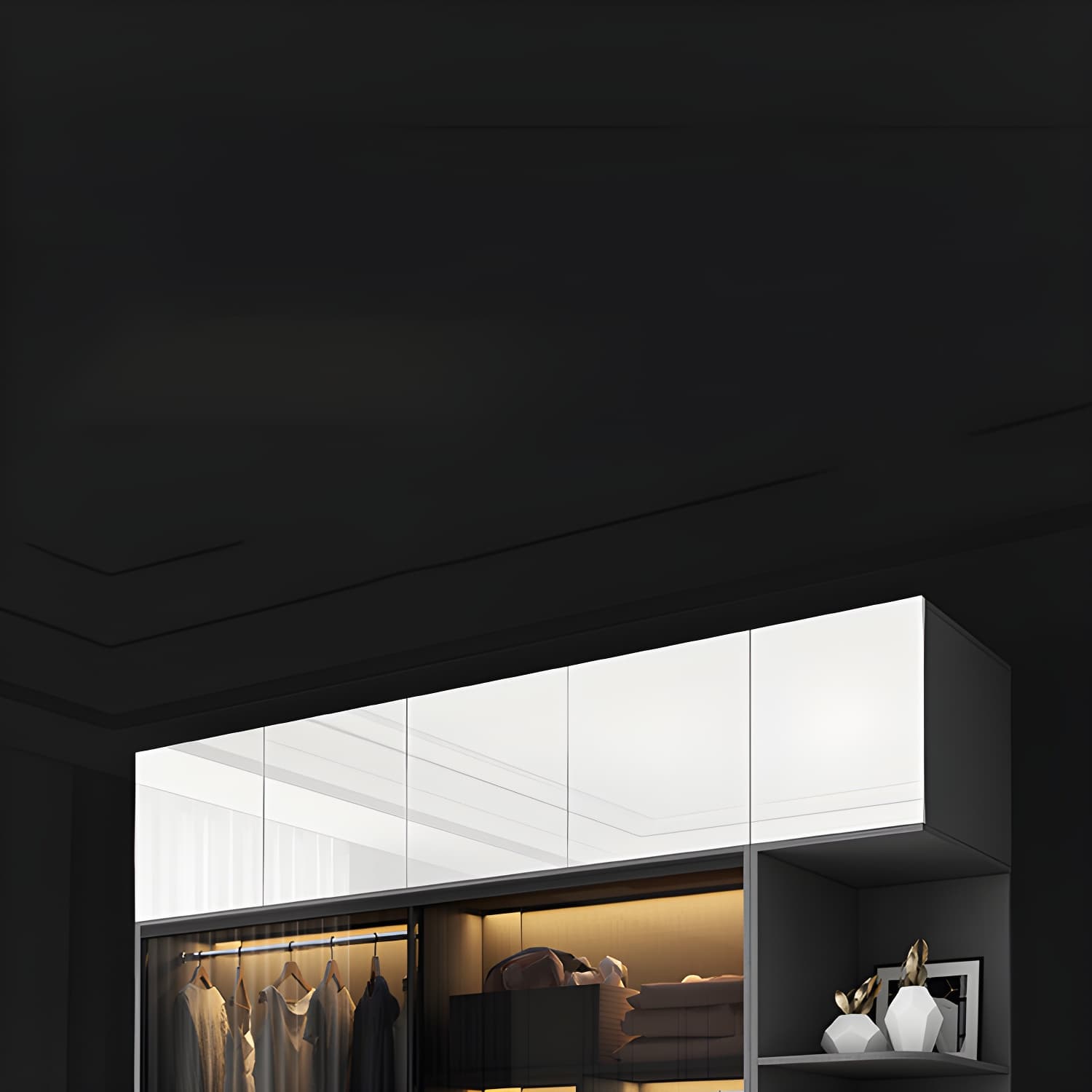 Glass and Wood Wardrobe Armoire Contemporary Wardrobe Cabinet thumbnail 8