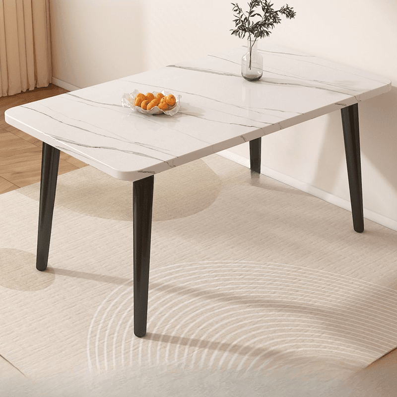 Dining Table Set with Rectangular Recycled Wood Fixed Table and Padded Chair Back in White/Auburn/Unfinished thumbnail 2