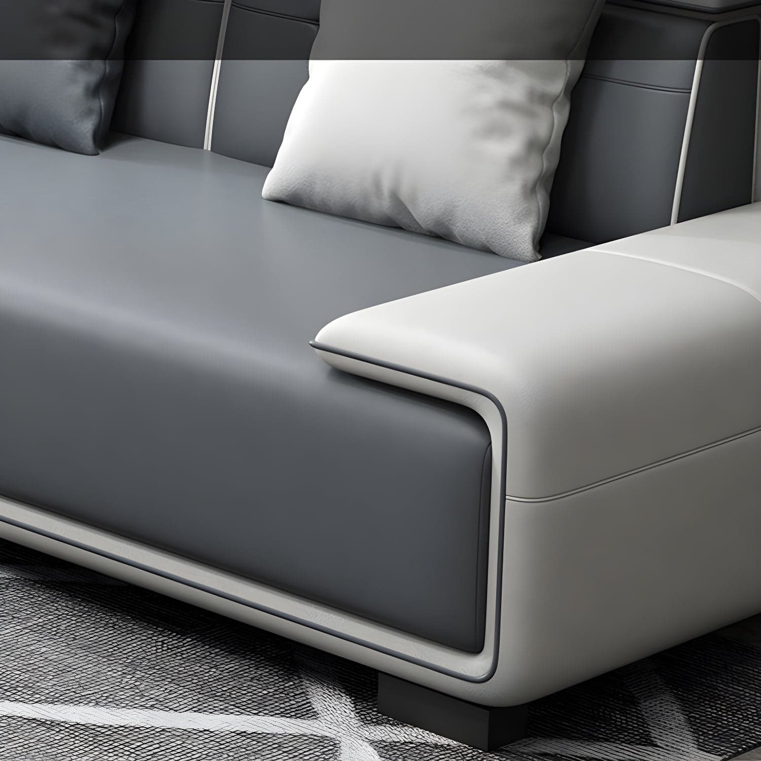 Faux Leather Sofa & Chaise with Pillows Modern U Sofa in Gray - 29.53" H thumbnail 13