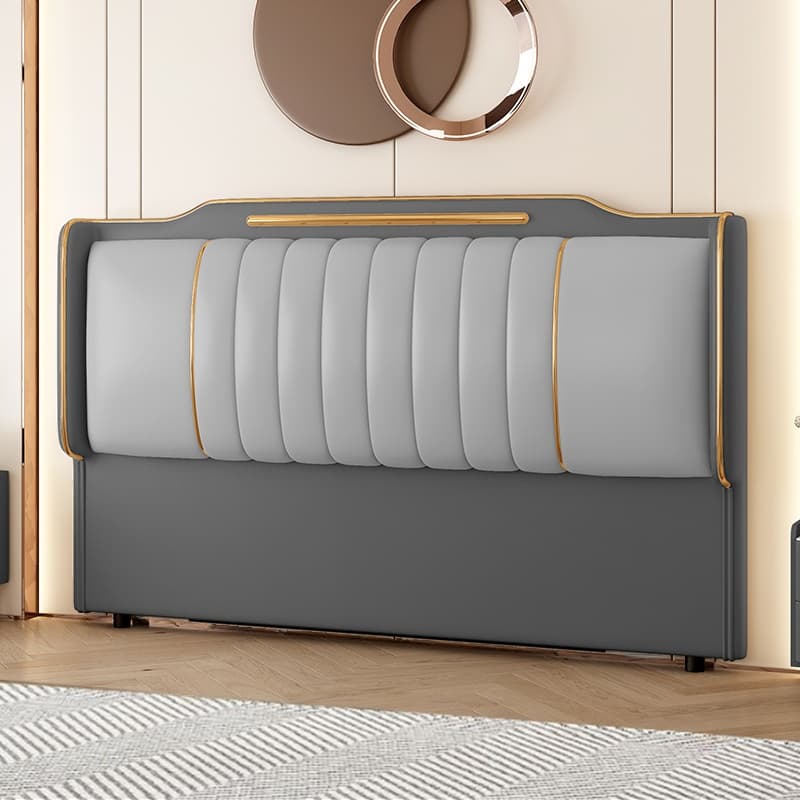 Simplistic Style Wingback Headboard with No Distressing in Pine Wood, Featuring Camelback Shape for King/Queen/Full Bed, Sponge Upholstery Fill, and Standard Height thumbnail 5