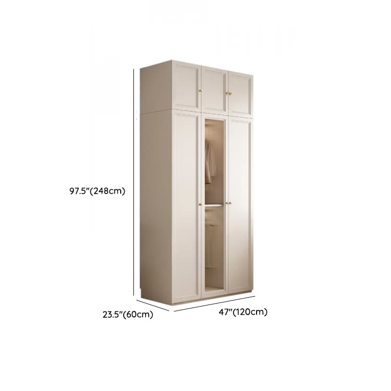 White Minimalist Laminate Wardrobe Closet with 3-Drawer, Soft Close Door, Interior Shelves, and Clothing Rod thumbnail 22