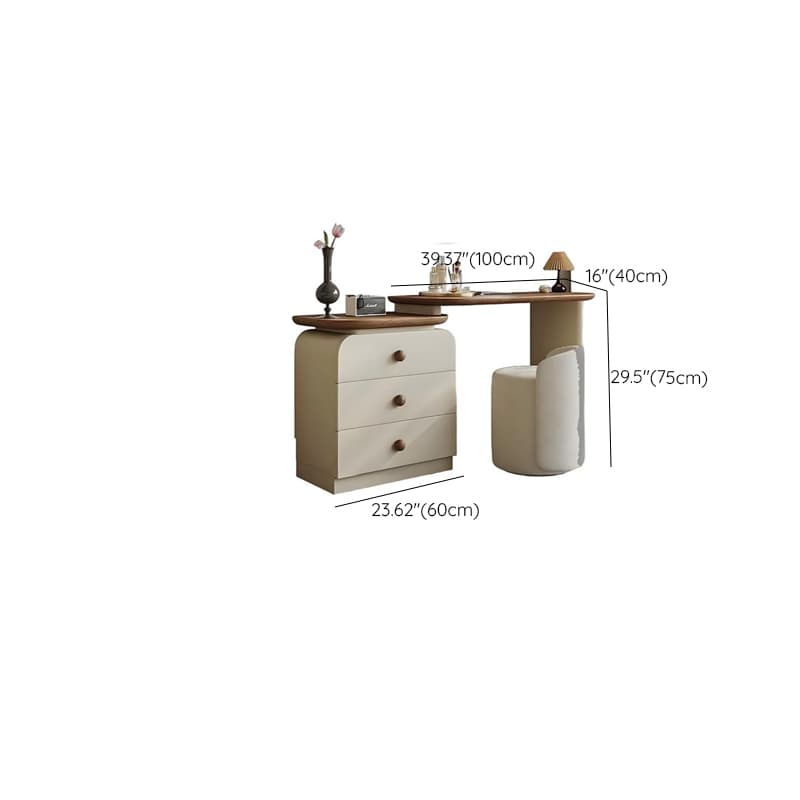 Modish Large Vanity Set/Makeup Vanity with Laminate Table Top, White Finish, 3 Drawers, Mirror Lights, and Scalable Design thumbnail 19