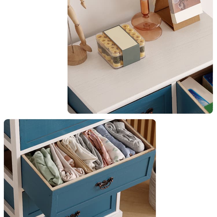 Minimalist Rectangle Brown/White Wood Top Accent Chest with Soft Close Drawer Living Room thumbnail 7