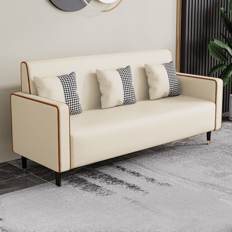 Casual Solid Color Water Resistant Sofa Couch in Grey/Cream/Citrus Color for 3 Person with Square Arm and 3 Pillows thumbnail 8