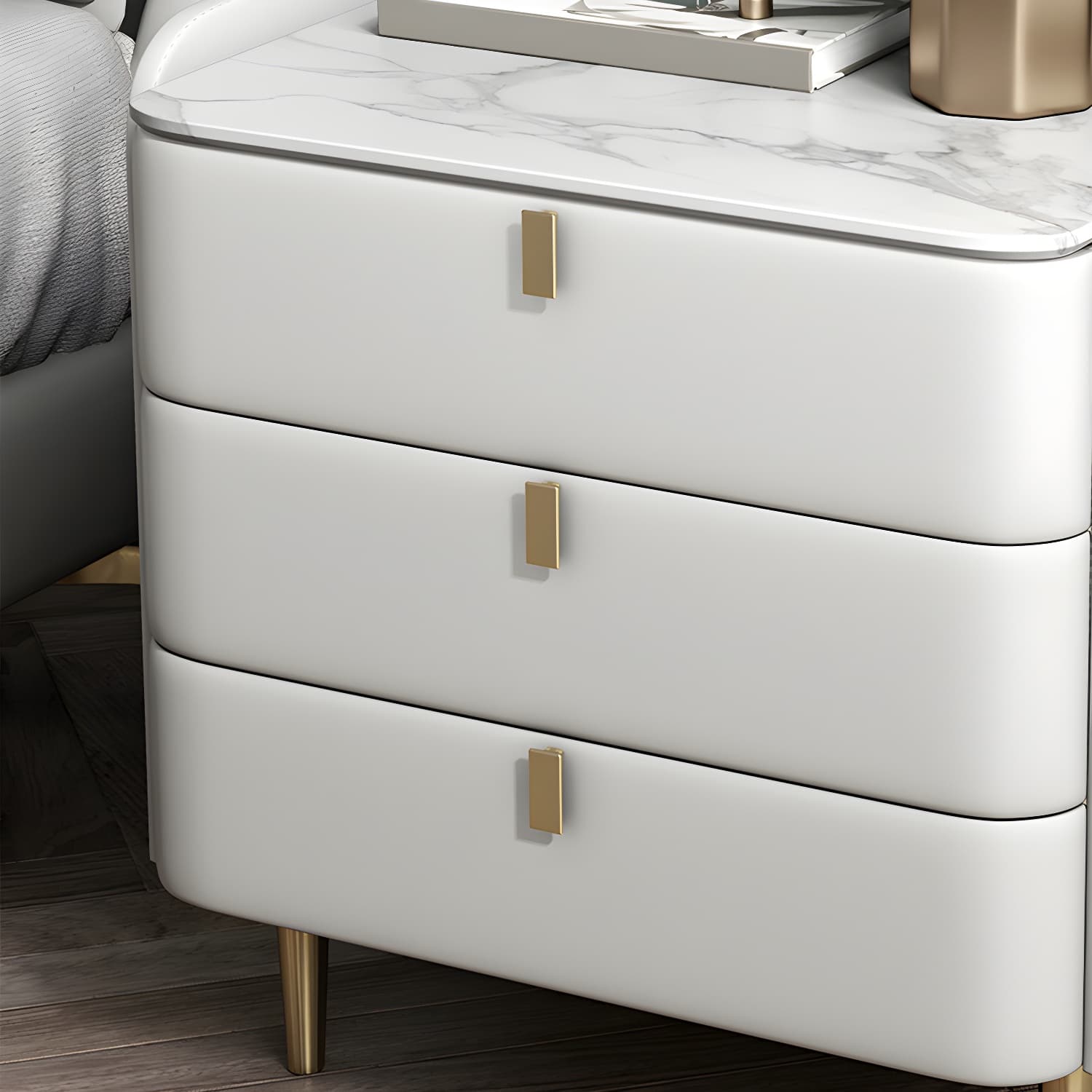 Wooden Nightstand with 3 Drawers Contemporary 25" Tall Nightstand thumbnail 19