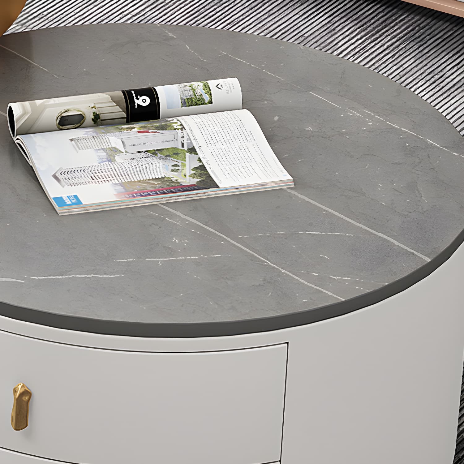 Round Nesting Coffee Table Set Frame Modern Storage Coffee Table thumbnail 19