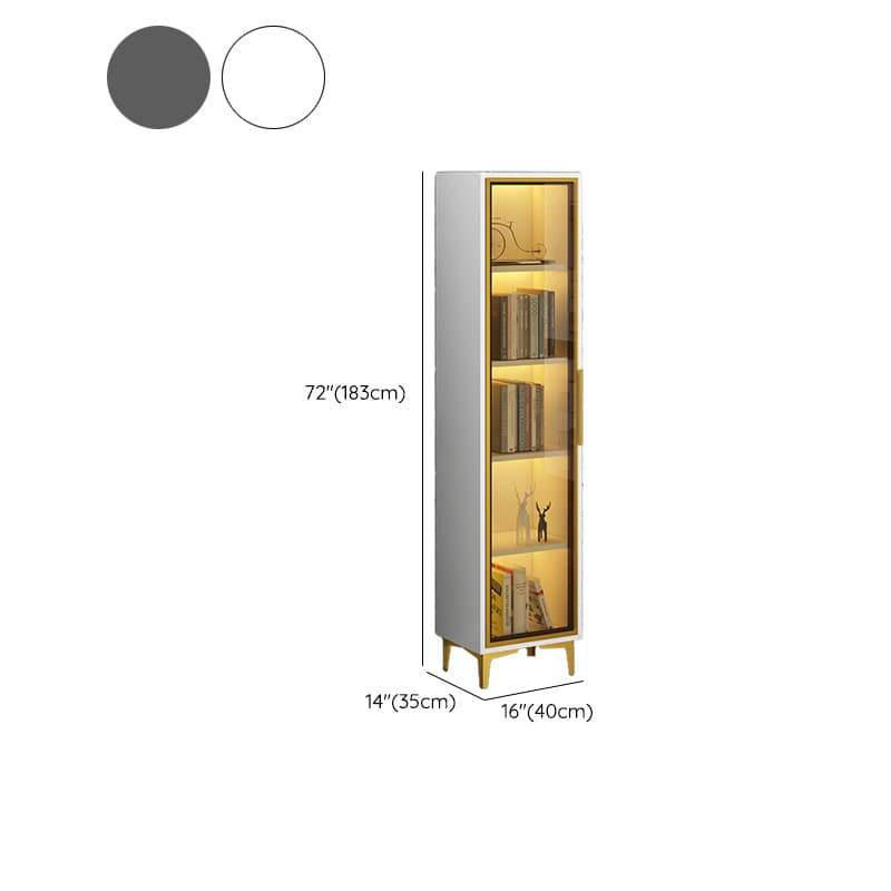 Glam Rectangle Accent Cabinet with Metal Base and Wood Countertop, Glass Doors and Lighting Included thumbnail 12