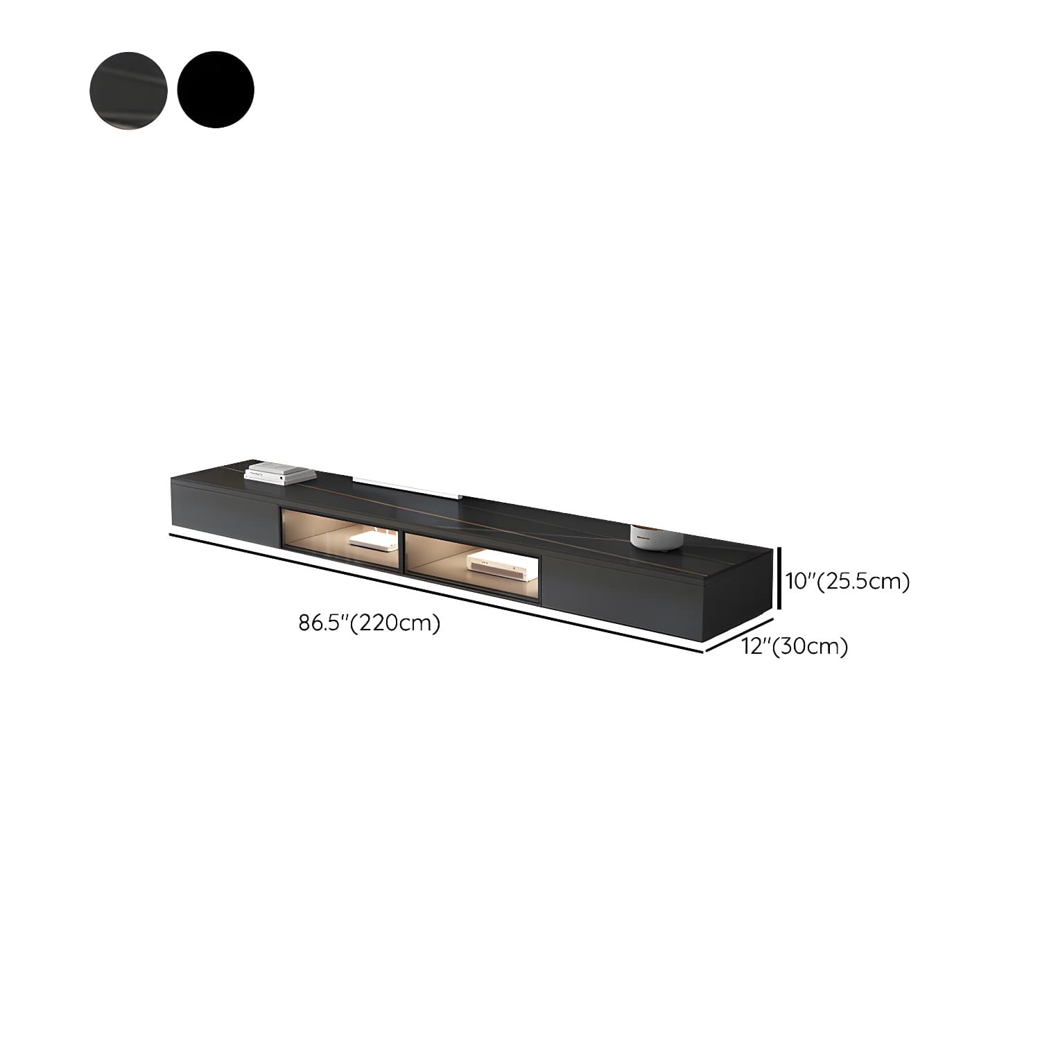 Black Modern TV Stand with Low Height and Drawers for Organized Cable Management & No Open Storage thumbnail 18
