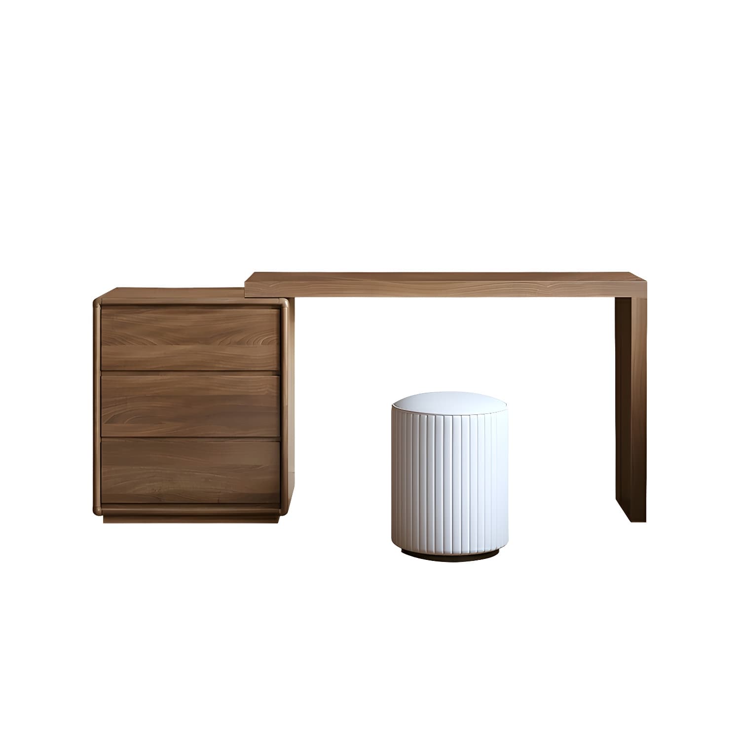Modern Brown Wood Makeup Vanity with Drawers & Soft Close Drawer Glides thumbnail 5