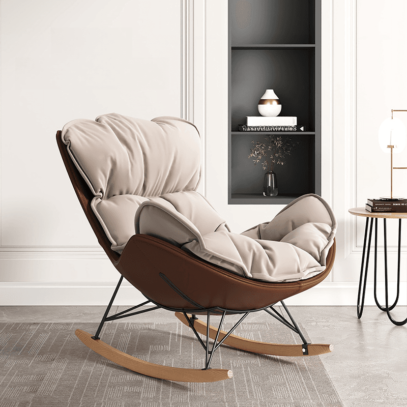 Metal Frame Damp-proof Cushioned Rocking Chair with Flared Arm in a Western Style - image 5