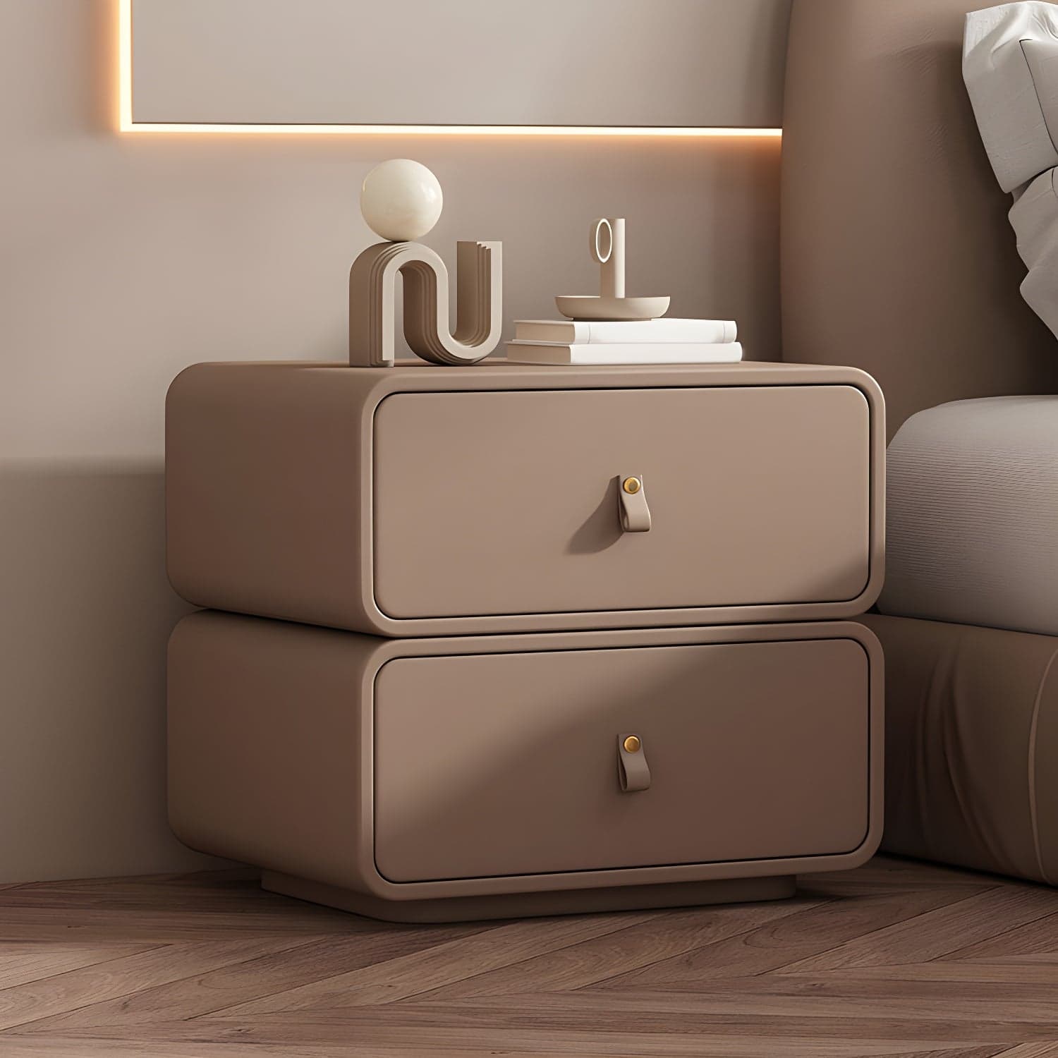 Modernism Bedside Desk Shape in Rectangular with Two-drawer for Bedroom thumbnail 6