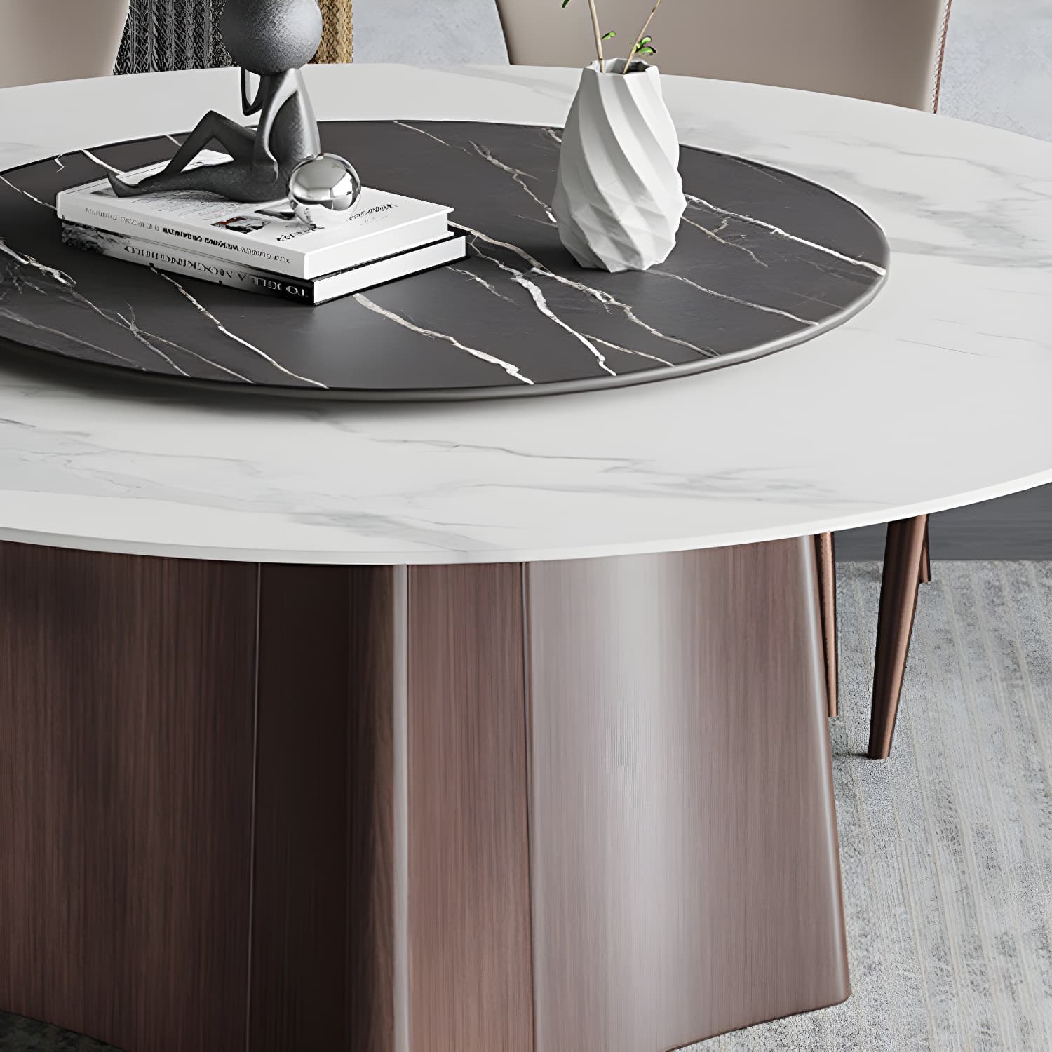 Modern Dining Table Set 1/3/4/7 Pieces with Metal Base Kitchen Furniture Set thumbnail 6