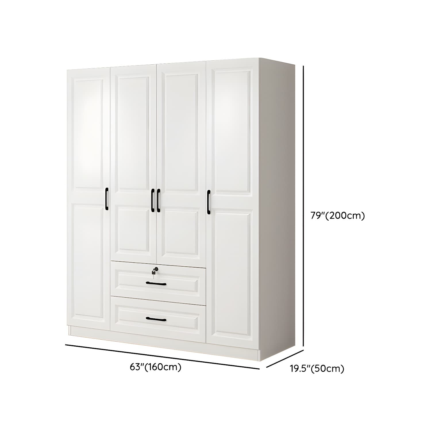 Wood White Modern Wardrobe Armoire with Drawers, Shelves, and Clothing Rod thumbnail 16