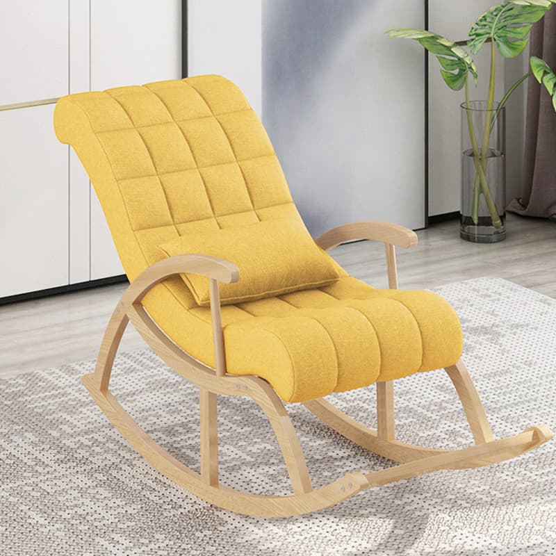 Stylish Contemporary Fabric Rocking Chair with Natural Wood Legs thumbnail 13