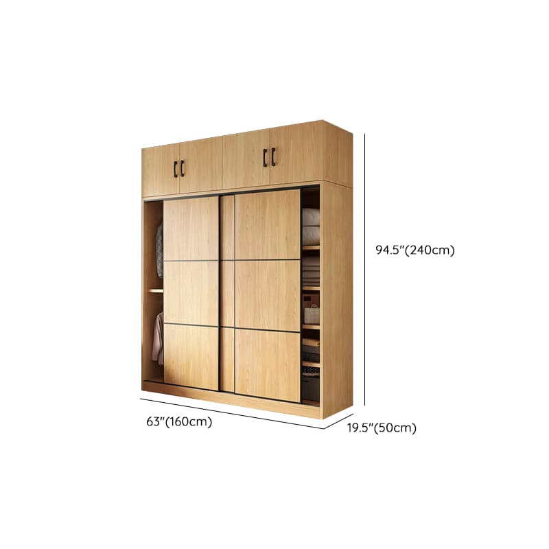 Natural Finish Modern Timber Self-supporting Wardrobe with Soft Close Drawer, Soft Close Door, and Clothing Rod thumbnail 13