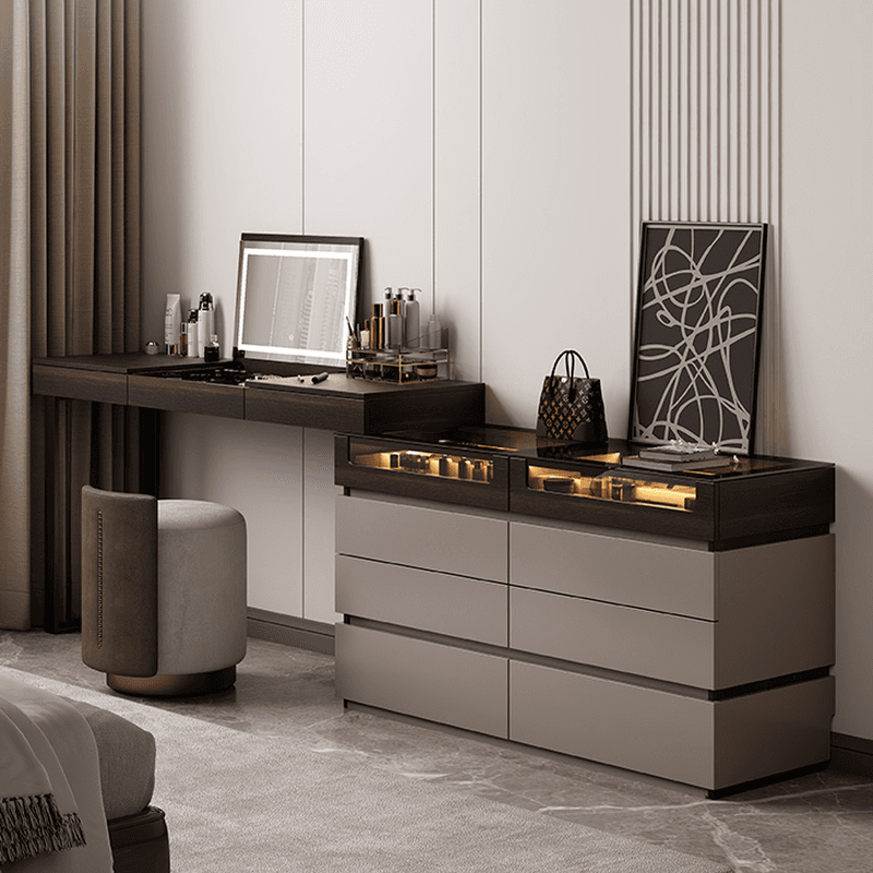 Space-saving Vanity Set with 7/11 Drawers, Lighting, Dividers, 2-in-1 Design, and Adjustable Touch Brightness thumbnail 2