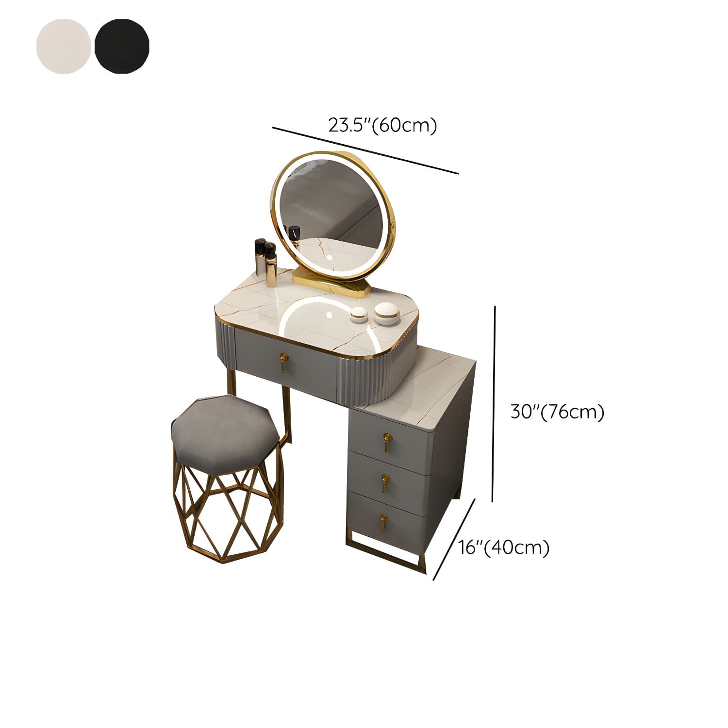 Contemporary Makeup Vanity Desk Table 29.9" H Bedroom Makeup Counter thumbnail 29