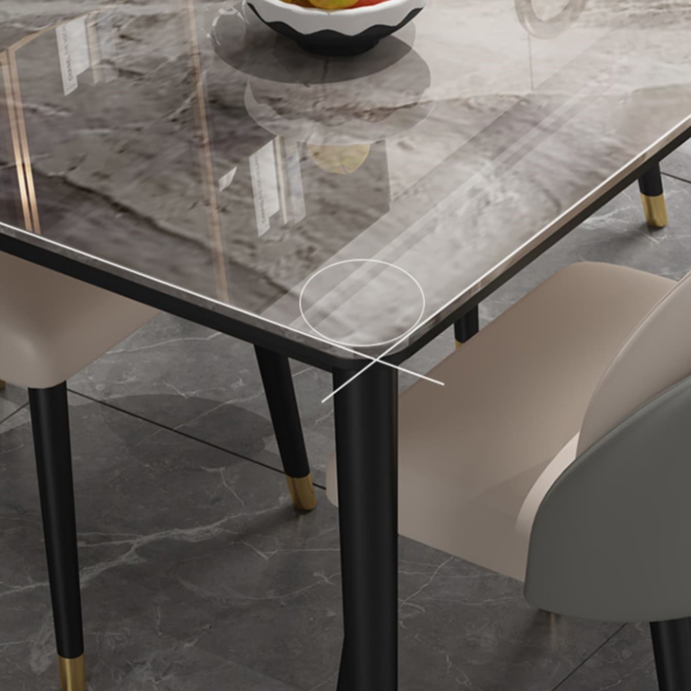 Glam Iron Dining Table Set 1/2/5/7 Pieces Rectangle Dinette Set with Sintered Stone Top thumbnail 6