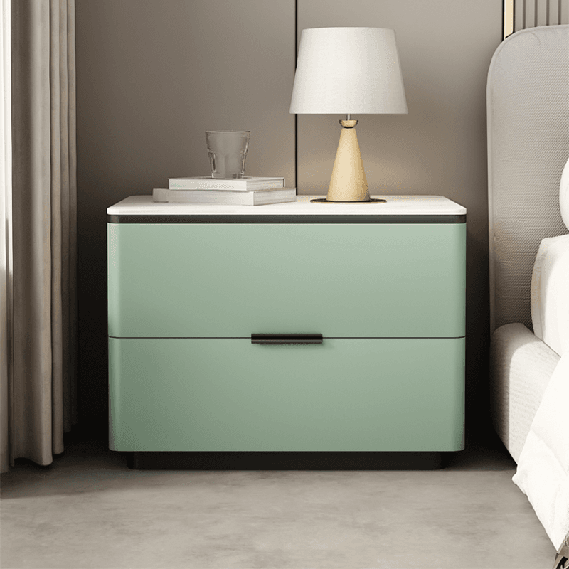 Organic Modern Nightstand With Drawer Organization Featuring 2 Drawers and Stone Countertop thumbnail 7