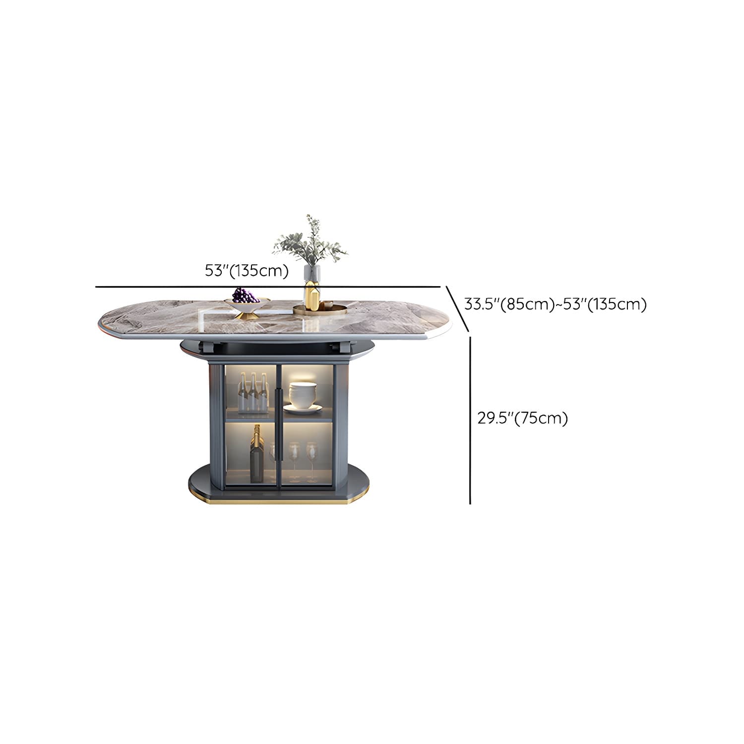 Modern Style Stone Furniture 1/5/7/9/11 Pcs Round Shape Dinette Table with Dining Chair thumbnail 13