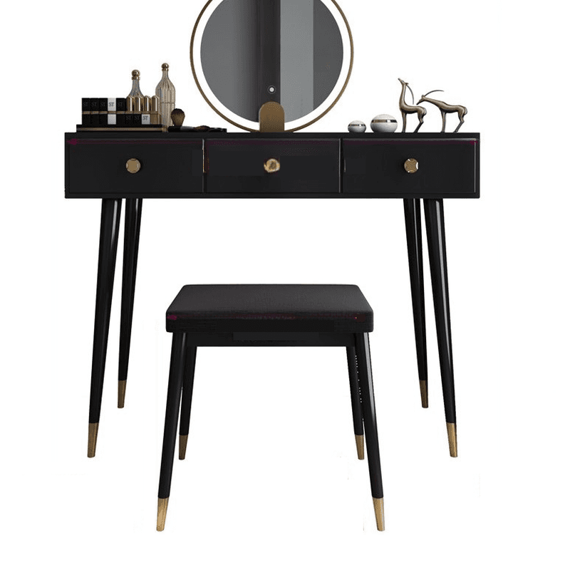 Modish Standard/Small Makeup Vanity with Solid+Engineered Wood Table Top and 3/2 Drawers thumbnail 7