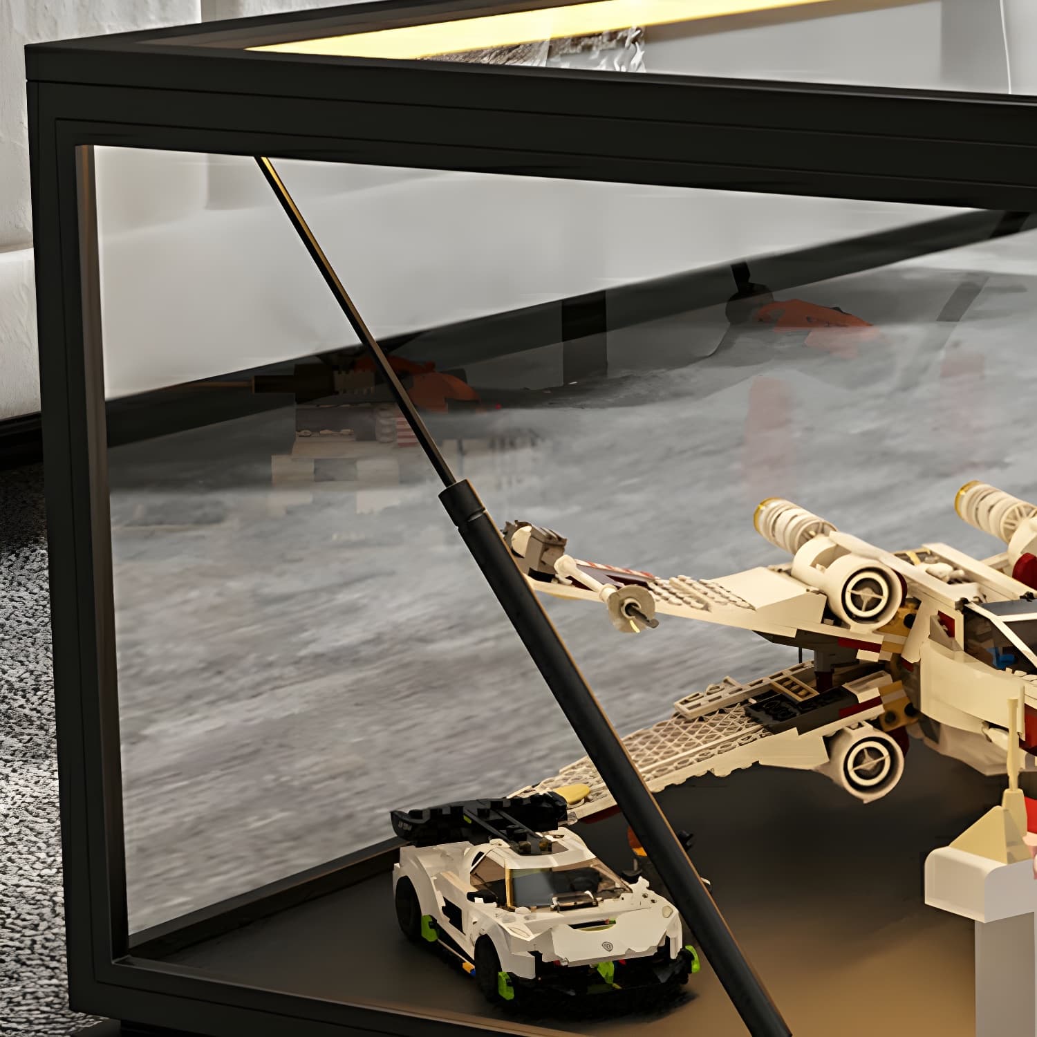 Rectangle Glass Top Coffee Cocktail Table Tranparent Contemporary with Metal Base thumbnail 10