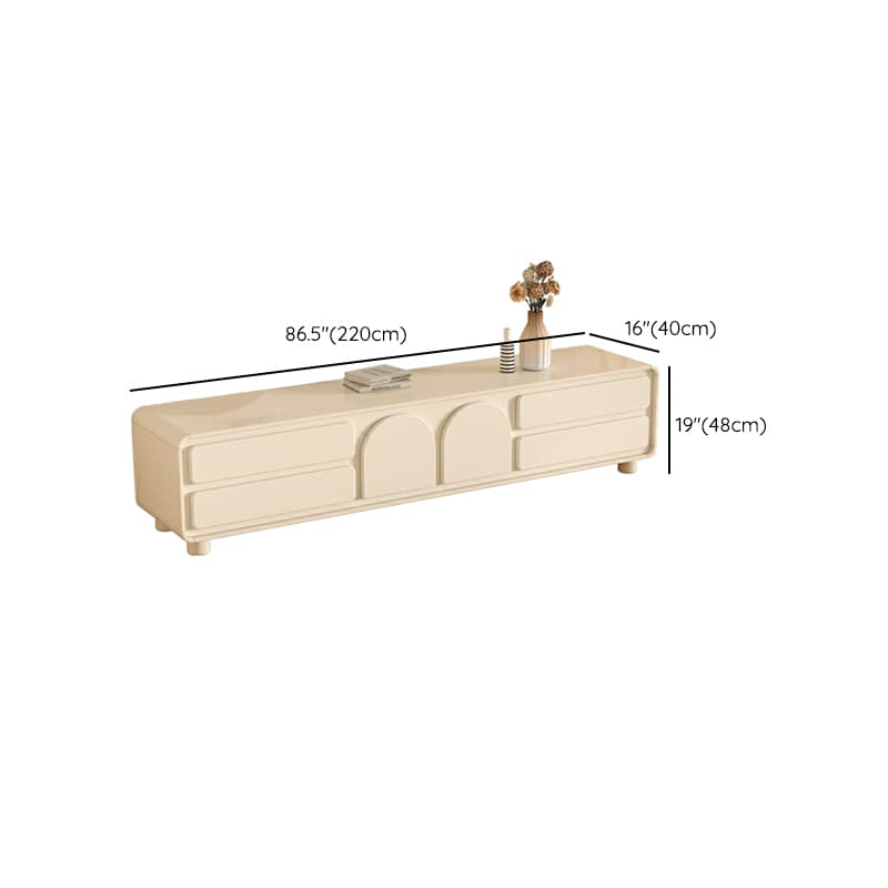White Modern TV Stand with Low Height, 4 Drawers, 1 Cabinet and Legs - Full Assembly Needed thumbnail 14