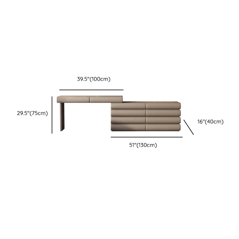 Multi-Purpose Tan Vanity Set with 10 Drawers, Lighting, Scalable, Adjustable Touch, and Adjustable Brightness thumbnail 7