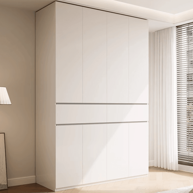 Chalk Minimalist Wood Cabinet Armoire with Soft Close Drawer and Door, Interior Shelves, and Clothing Rod thumbnail 1