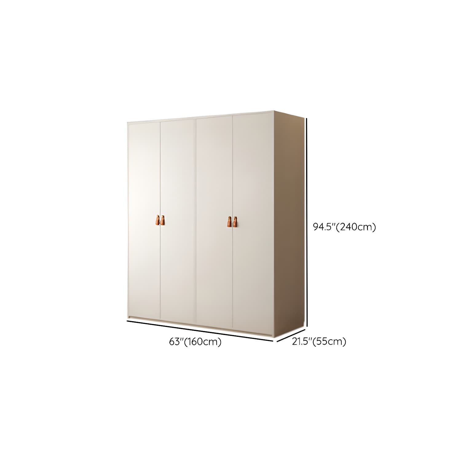Modern White Wardrobe Cabinet Engineered Wood Wardrobe with Garment Rod thumbnail 17
