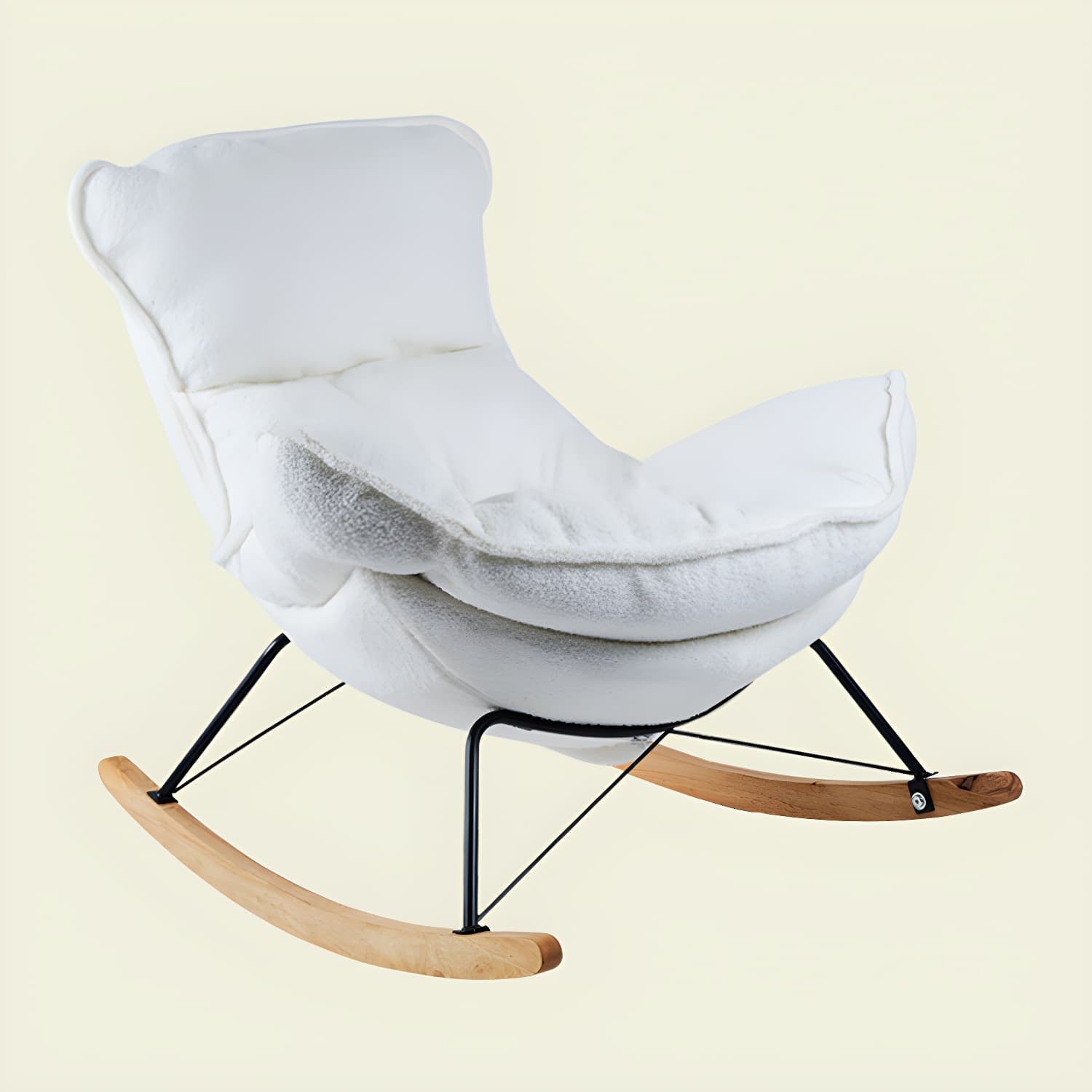 Contemporary Rocking Chair Fabric Upholstered Tufted Wing Chair Back Baby Rocking Chair thumbnail 8