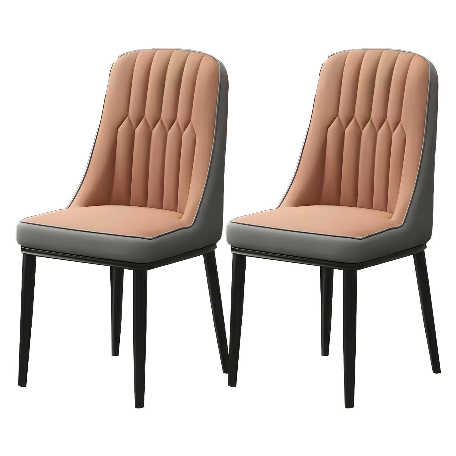 Glam Parsons Dining Side Chair Leather Indoor Dining Chair with Metal Legs thumbnail 2