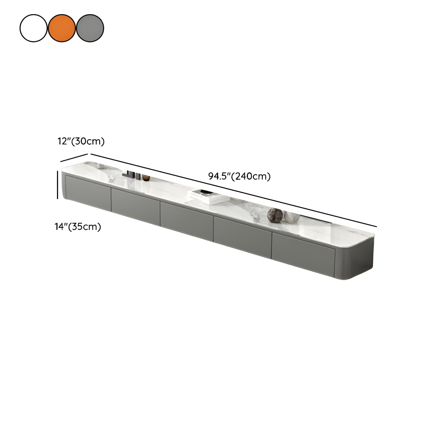 Stone Low TV Stand with Soft-close Drawers and Cable Management thumbnail 20