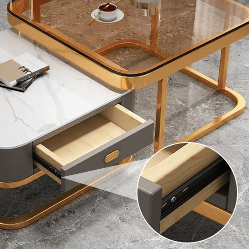 Square Double Nesting Accent Table with Framework Base for Home thumbnail 8