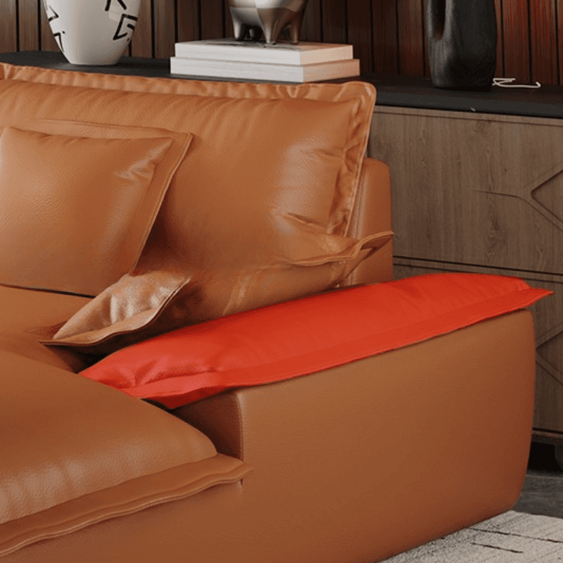 L-Shape Sofa Chaise with Dark/Cream/Cocoa Upholstery and Cotton Seat Fill thumbnail 10