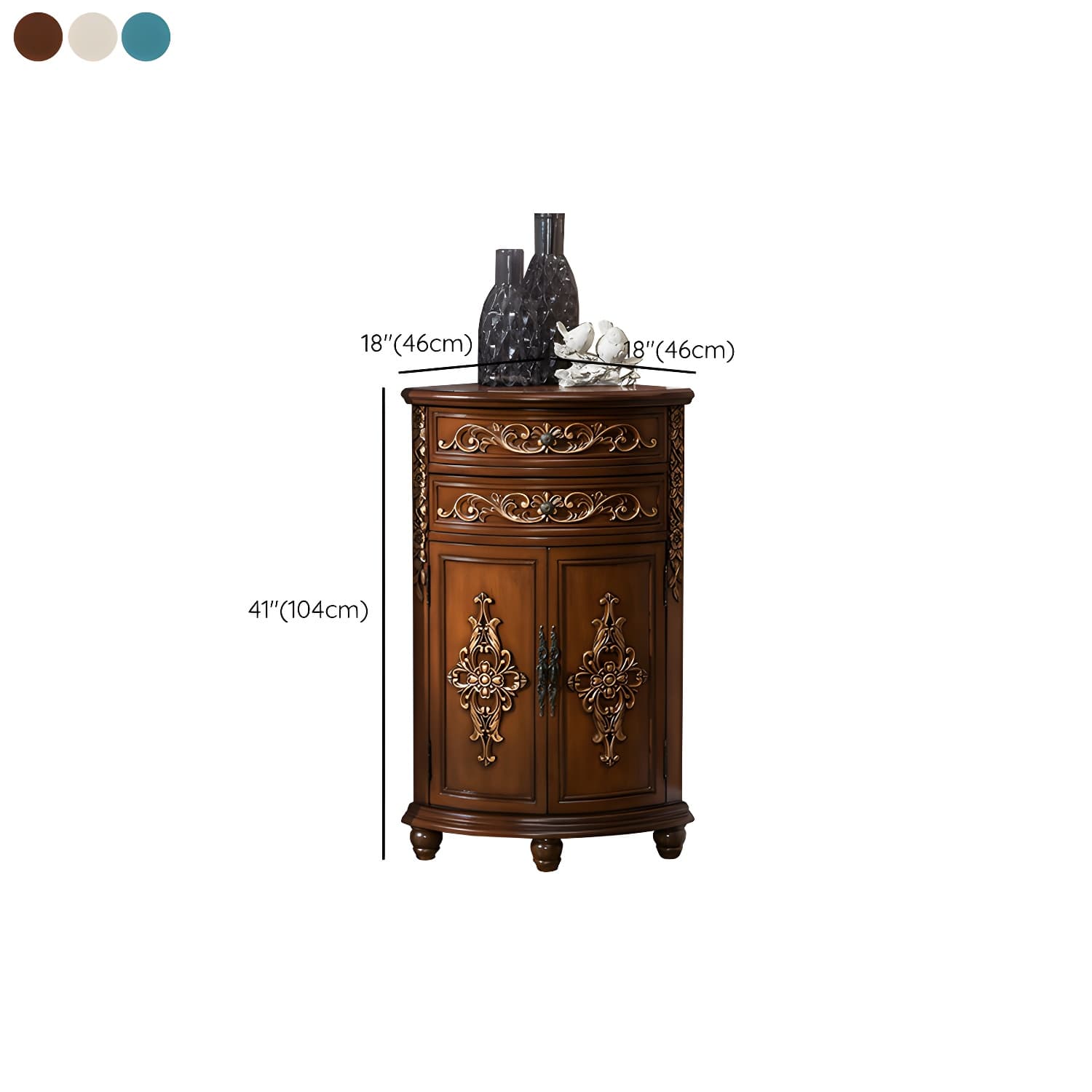 Traditional Bar Pulls Solid Wood Corner Accent Cabinet with Doors thumbnail 15