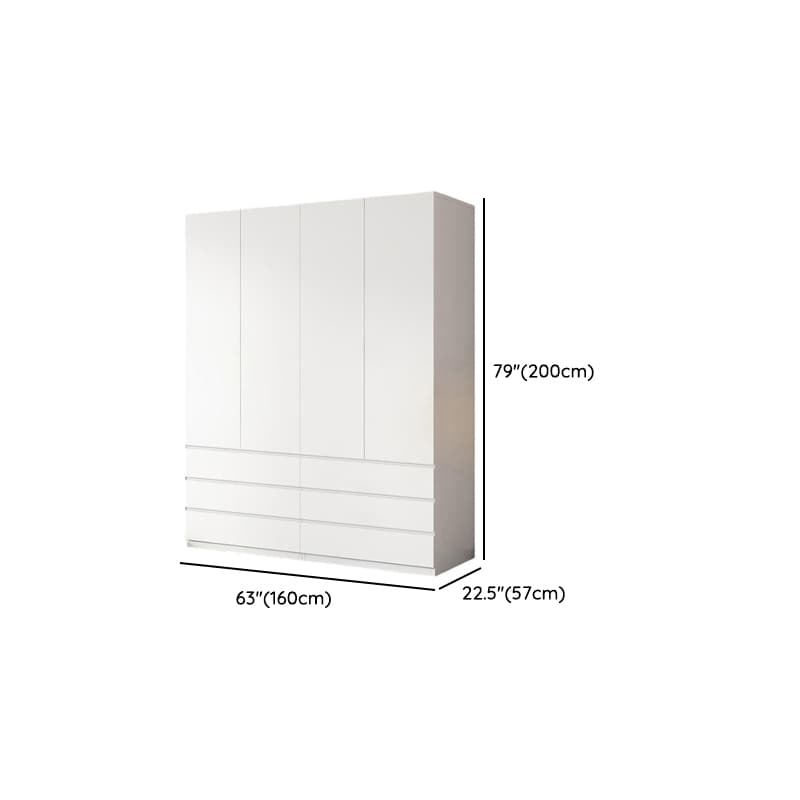 White Contemporary Alloy Cabinet Armoire with 3/6/9 Drawers, Flexible Shelf, and Hanging Rod thumbnail 13