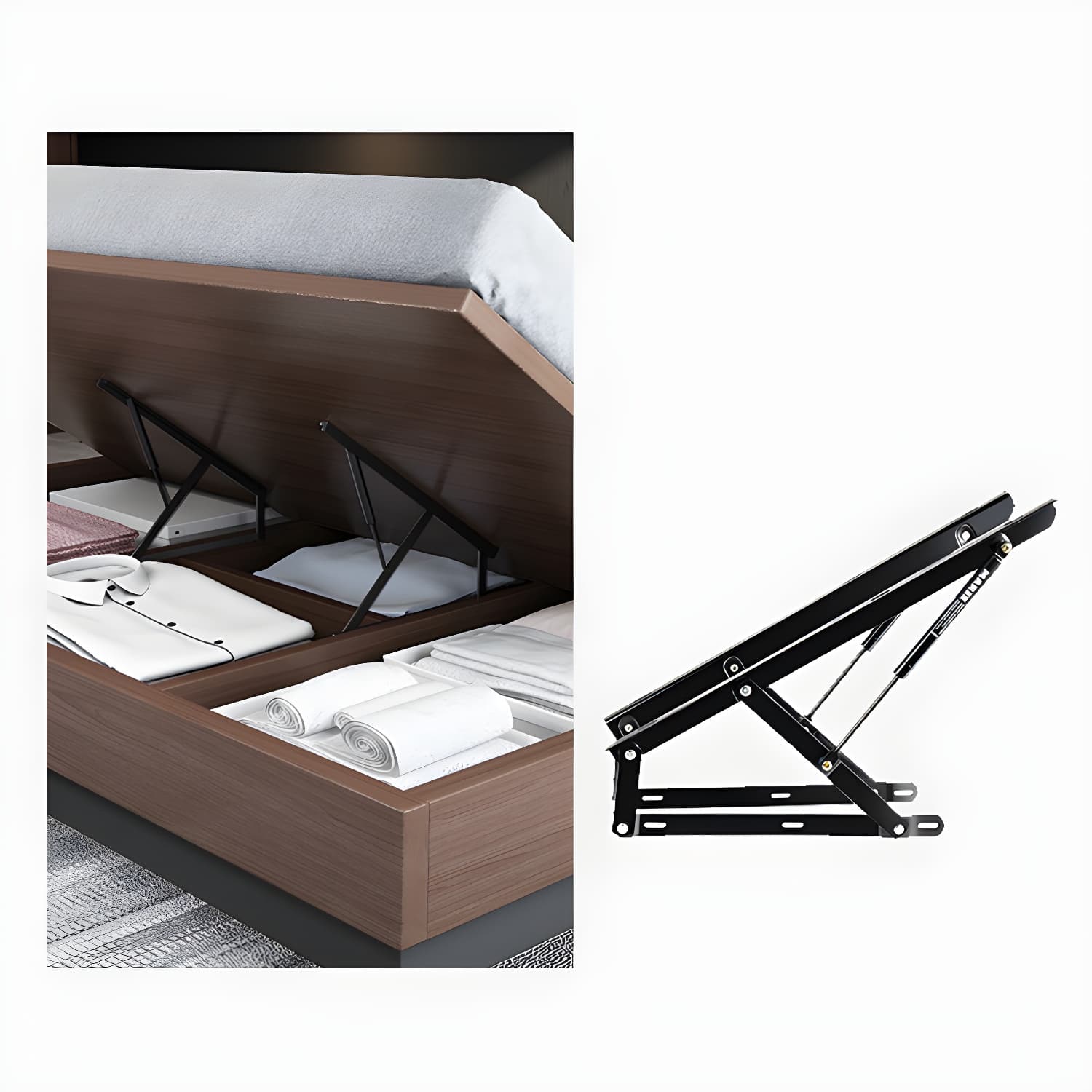 Lift Up Storage Platform Bed Contemporary Platform Bed Frame with Headboard thumbnail 9