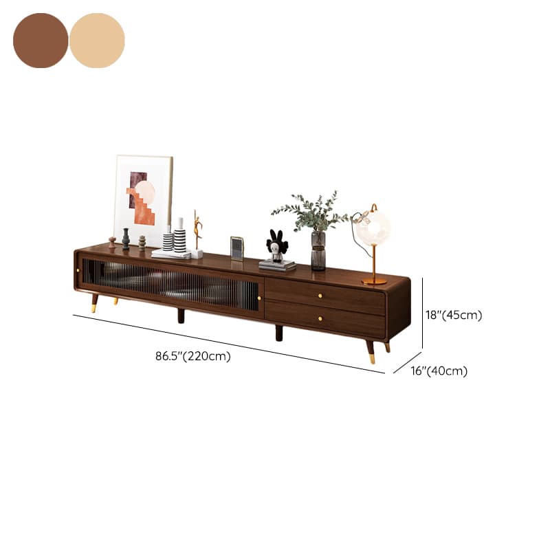 Scandinavian Style Low Height Wood TV Stand With 2 Drawers and Cabinet, Size 15.7'' x 17.7'' thumbnail 15