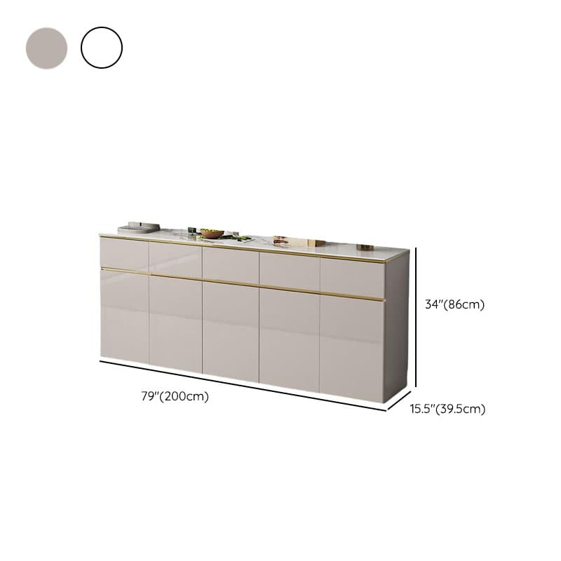 Elegant Standalone Sideboard with 5 Drawers, 5 Doors, and Faux Marble Countertop thumbnail 14