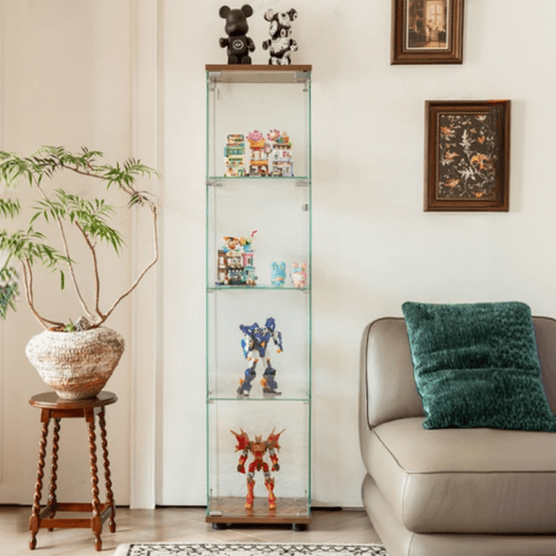 Modern Simple Style Rectangular/Nook Accent Cabinet with Closet, Lumber Countertop, Glazed Door in Midnight Black/Chalk/Sepia thumbnail 7