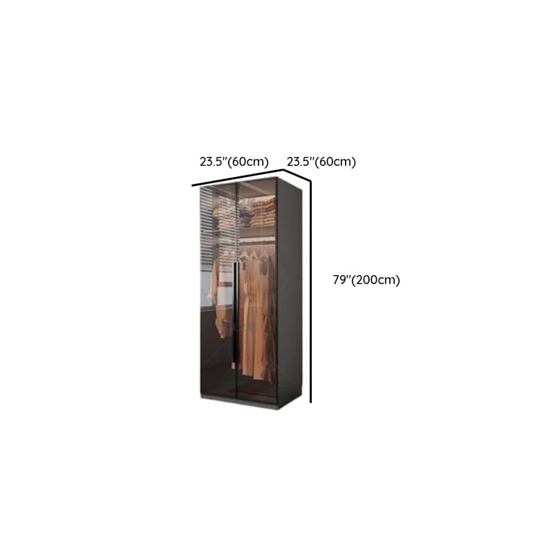 Transparent Simplistic Vitreous Wardrobe Closet with Soft Close Door, Interior Shelves, and Hanging Rod thumbnail 13