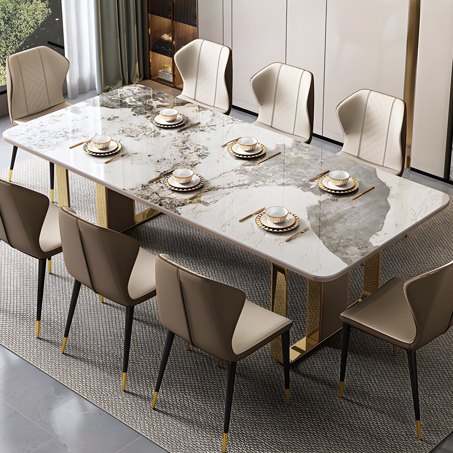 1/5/7/9 Piece Rectangle Shape Modern Style Dining Room Chair Set thumbnail 4