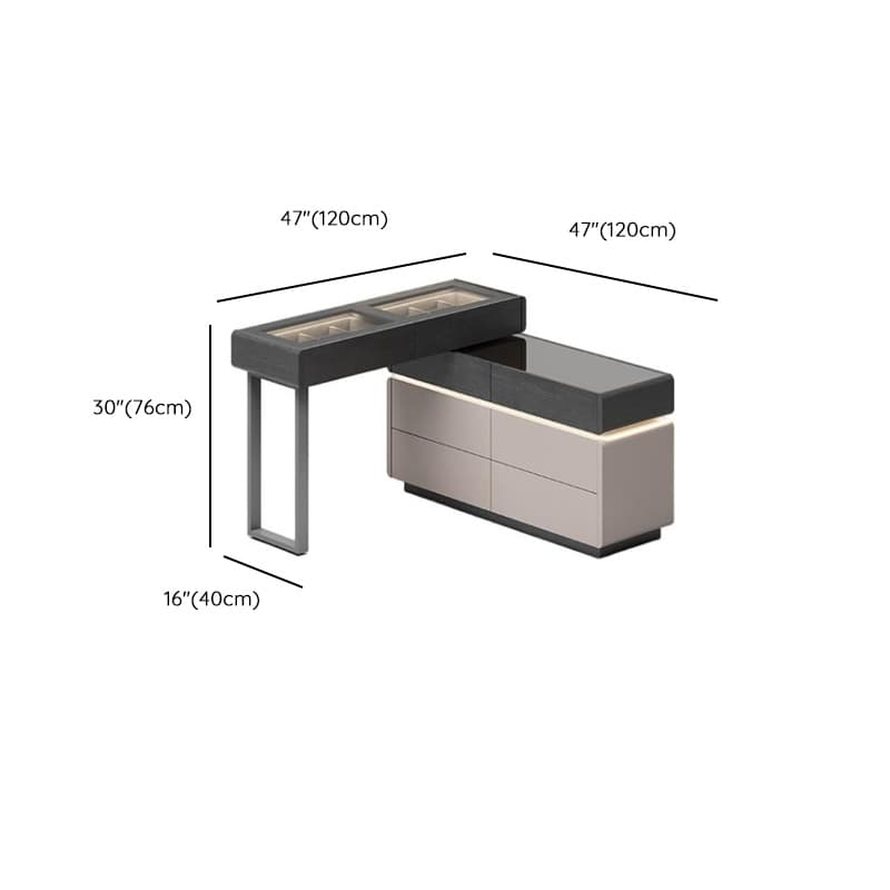 Multi-Purpose Tan Vanity Set with Lighting, Scalable 2-in-1 Adjustable Touch and Brightness thumbnail 7