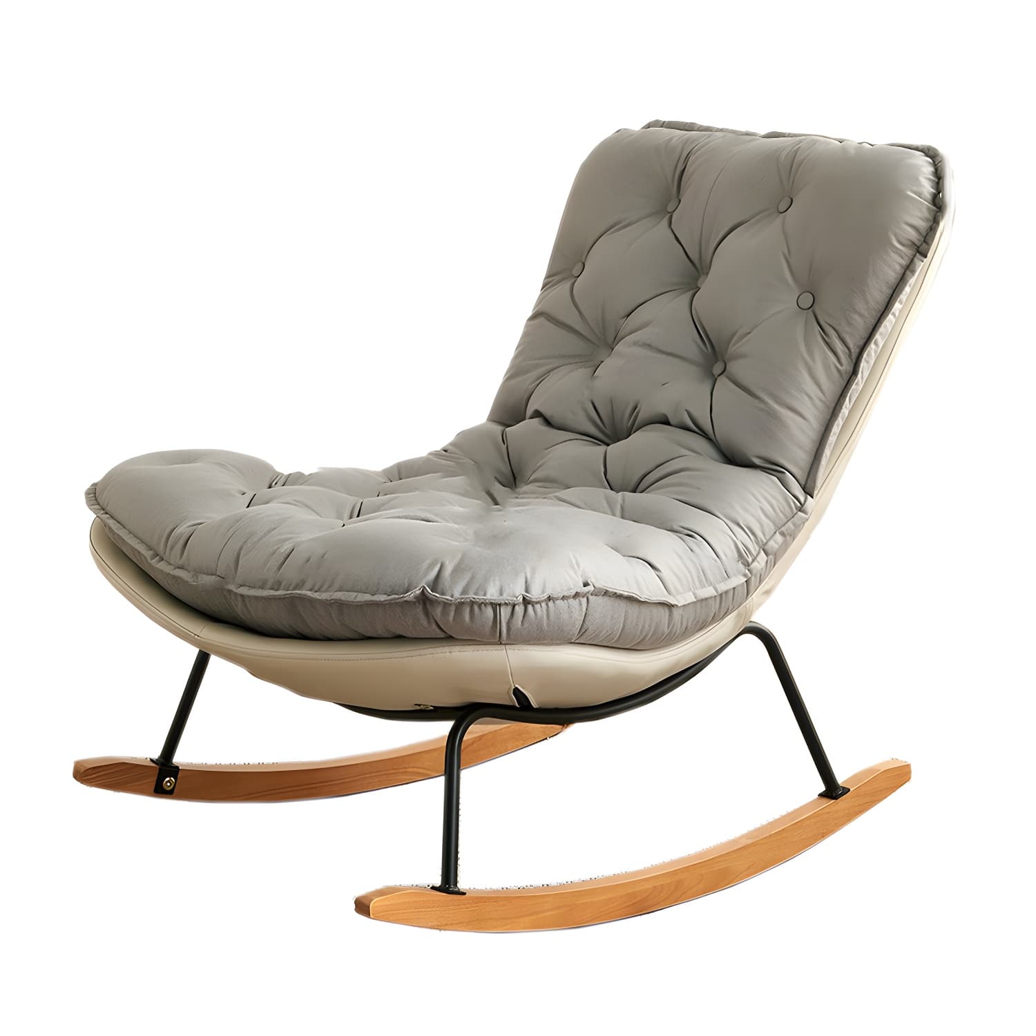 Stylish Modern Metal Rocking Chair with Tufted Upholstery and Stain-Resistant, Removable Cushions thumbnail 2