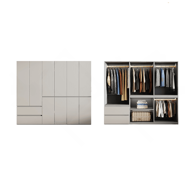 Cream Trendy Reclaimed Wood Wardrobe Armoire with Soft Close Drawer, Soft Close Door, Interior Shelves, and Clothing Rod thumbnail 15