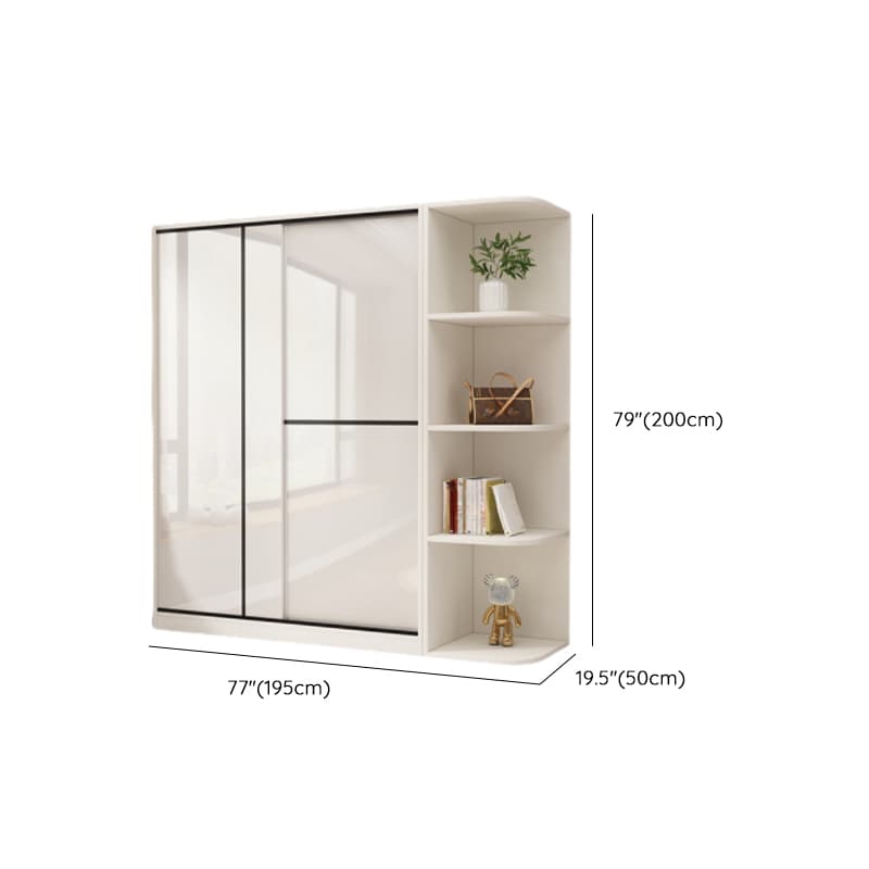 Chalk Modern Timber Self-supporting Wardrobe with Soft Close Door and Clothing Rod, Slipping Mechanism thumbnail 28