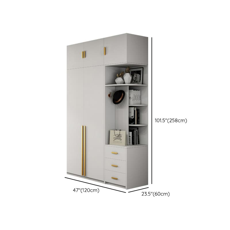 Simple Lumber White Wardrobe Armoire with Interior Shelves & Clothing Rack & Soft Close Drawer & Soft Close Door thumbnail 26