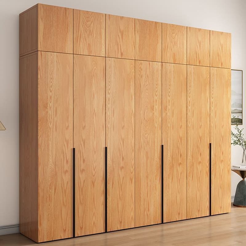 Natural Wood Freestanding Wardrobe Closet with Natural Doors thumbnail 8