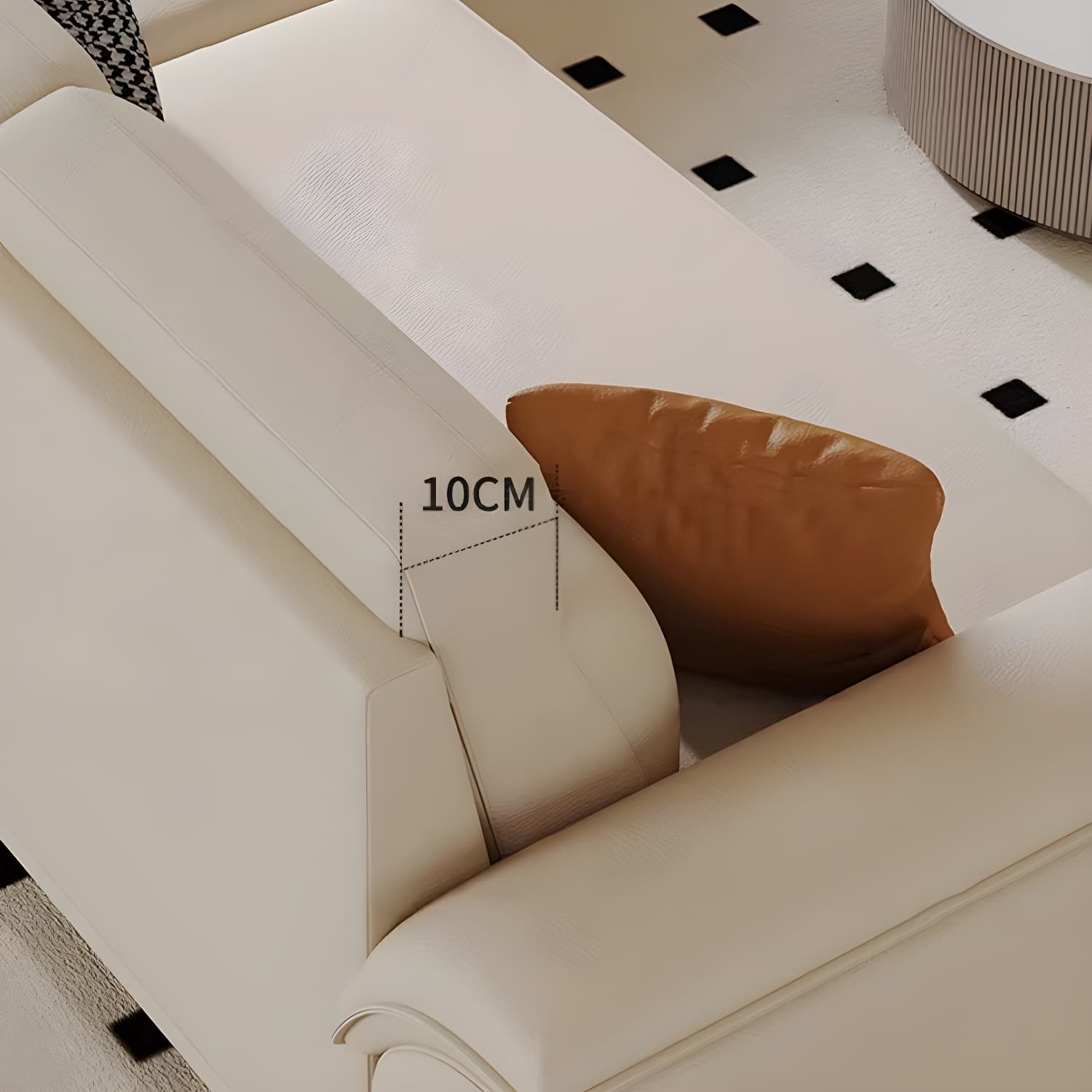 Modern Beige Faux Leather Sofa with Ottoman Included - Pillow Top Arm and Cushion Back thumbnail 4